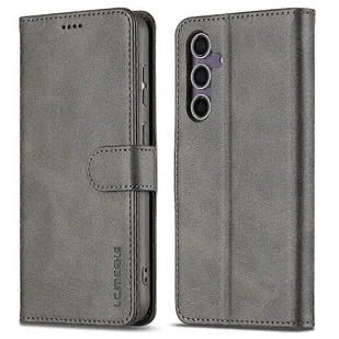 LC.IMEEKE Dla Samsung Galaxy A56 5G Etui Tekstura łydki Stojak ze skóry PU Portfel Pokrowiec na telefon - szary - Portfele - miniaturka - grafika 1