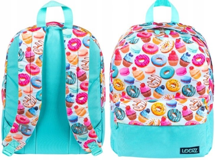 LOOZZ PLECAK MŁODZIEŻOWY SZKOŁA DONUTS PĄCZKI NA LAPTOPA MIĘTOWY NA PREZENT