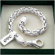 Bransolety męskie - ORYGINALNA MĘSKA BRANSOLETA SPLOT KRÓLEWSKI, 925, GRUBA, 21cm/6mm + Y - miniaturka - grafika 1