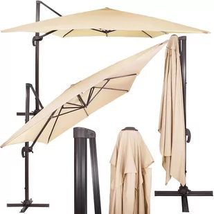 Parasol ogrodowy na balkon i taras 500 cm na wysięgniku, z pokrowcem beżowy - Parasole ogrodowe - miniaturka - grafika 1