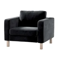 Pokrowce na meble - Dekoria pl pl Pokrowiec na fotel Karlstad krótki głęboka czerń 89 x 89 x 64 cm Velvet 619-704-17 - miniaturka - grafika 1