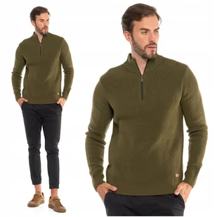 Sweter Męski Ze Stójką Zapinany Pod Szyją Elegancki Sweterek Ciepły MORAJ M - Swetry męskie - miniaturka - grafika 1