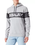 Bluzy męskie - Replay Męska bluza z kapturem M6279, M08 szary melanż, S - miniaturka - grafika 1