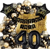 Balony i akcesoria - ZESTAW BALONÓW BALONY NA CZTERDZIESTKĘ 40 URODZINY DOWOLNE IMIĘ 80SZT - miniaturka - grafika 1