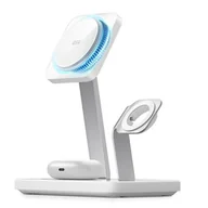 Ładowarki do telefonów - Ładowarka indukcyjna ESR Halolock 3-in-1 Cryoboost MagSafe dla iPhone z MagSafe / Apple Watch / AirPods , biała - miniaturka - grafika 1
