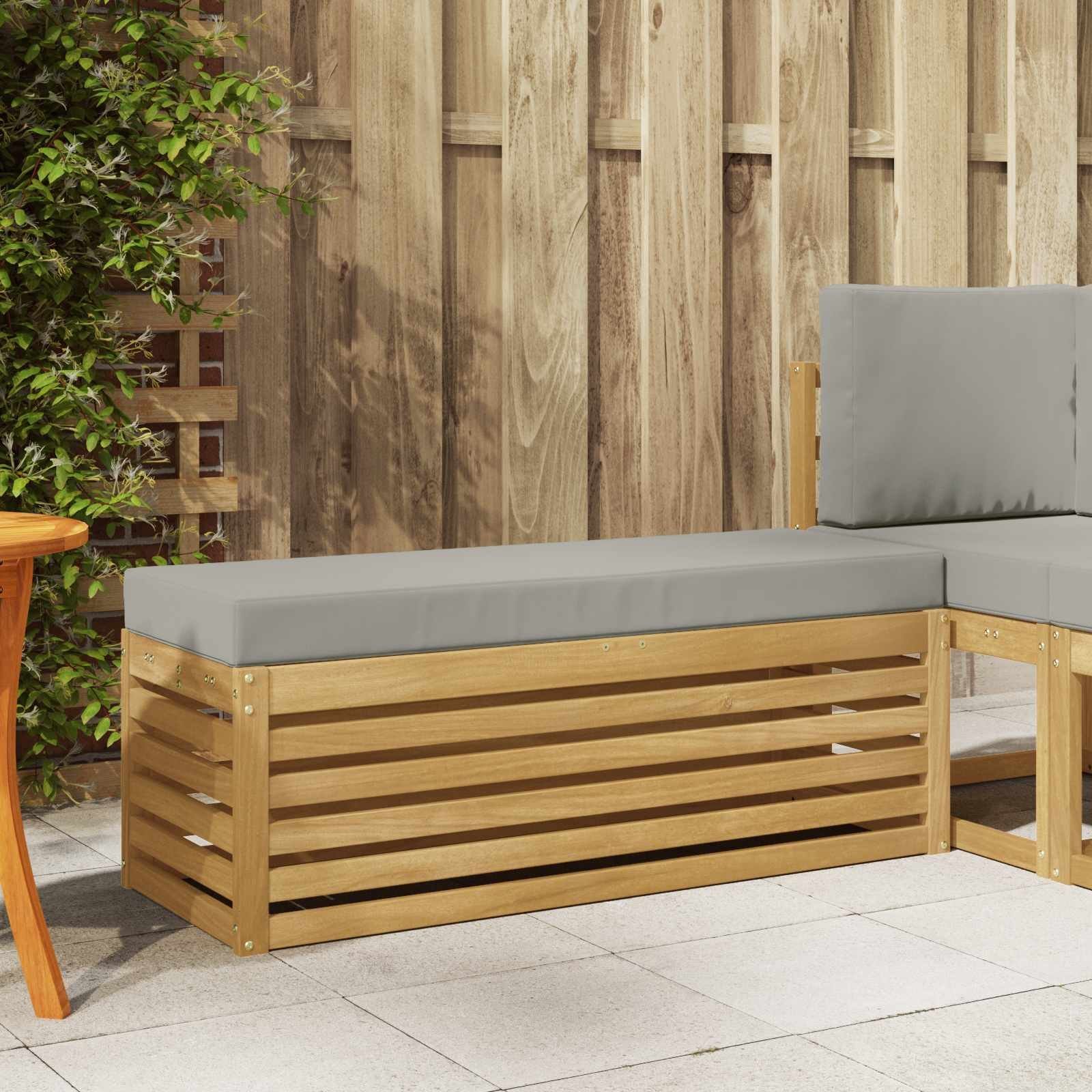 vidaXL Stołek Ławka na Zewnątrz z poduszką Biały 115 x 43 x 45 cm