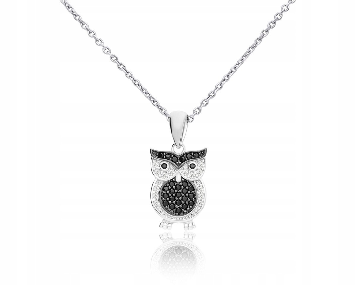 Łańcuszek Srebrny Damski z Zawieszką Sowa 925 Naszyjnik Na Prezent dł.42 cm
