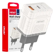 Ładowarki do telefonów - Ładowarka sieciowa quick charge gan 30w usb-a + usb-c amio-04286 - miniaturka - grafika 1