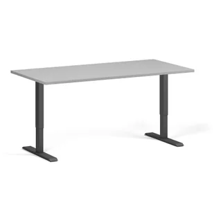 Stół z regulacją wysokości, 1 silnik, 745 - 1235 mm, blat 1600 x 800 mm, podstawa czarna, szary - Biurka - miniaturka - grafika 1