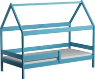 Łóżka dla dzieci i młodzieży - Elior Niebieskie sosnowe łóżko domek z materacem - Petit 3X 190x80 cm - miniaturka - grafika 1