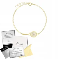 Bransoletki - Złota Bransoletka Rakieta Tenisowa SREBRO 925 Prezent DEDYKACJA GRATIS - miniaturka - grafika 1