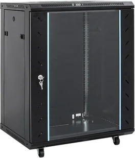 vidaXL Szafa sieciowa z przechowywaniem Czarny 60 x 60 x 80 cm Stal - Szafy rack - miniaturka - grafika 1