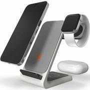 Stacje dokujące do telefonów - Ładowarka bezprzewodowa STM Chargetree 3w1 Qi dla Apple Watch / AirPods / iPhone / Smartfony z Qi, biała - miniaturka - grafika 1