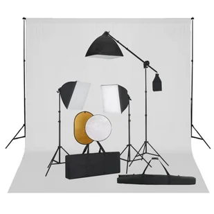 vidaXL Zestaw studyjny Zestaw studyjny z lampami softbox tłem i blendami 3067063 - Lampy studyjne - miniaturka - grafika 1