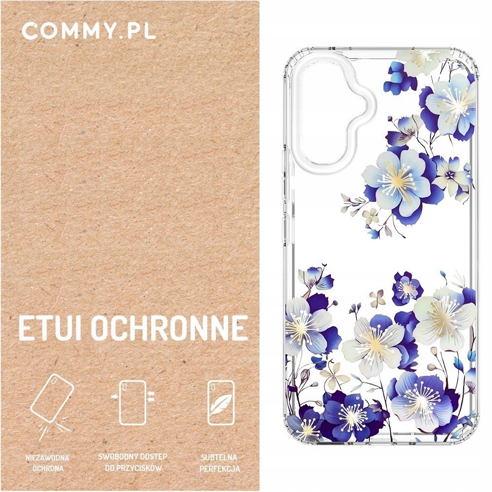 Przezroczyste mocne etui kwiaty Commy iPhone 16 Plus Case plecki