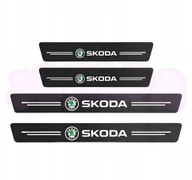 Akcesoria motoryzacyjne - OCHRONNE nakładki NAKLEJKI folia NA PROGI logo SKODA carbon 4 szt. - miniaturka - grafika 1