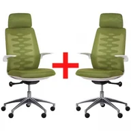 Fotele i krzesła biurowe - B2B Partner Krzesło biurowe z oparciem siatkowym SITTA WHITE 1+1 zielony - miniaturka - grafika 1