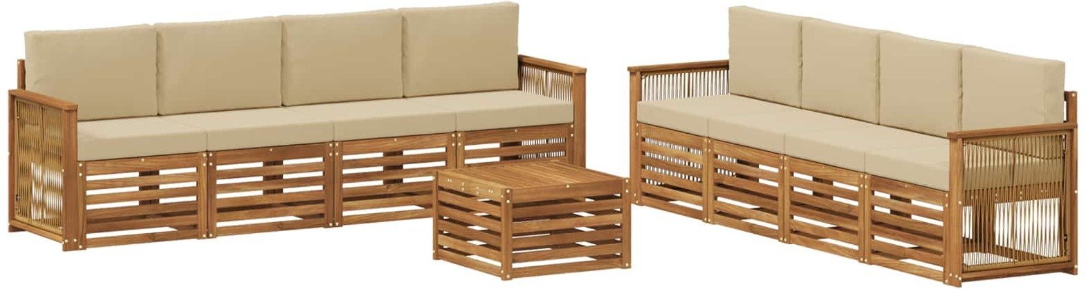 vidaXL Zestawy sof z poduszką 9 pcs Lite Drewno Akacji