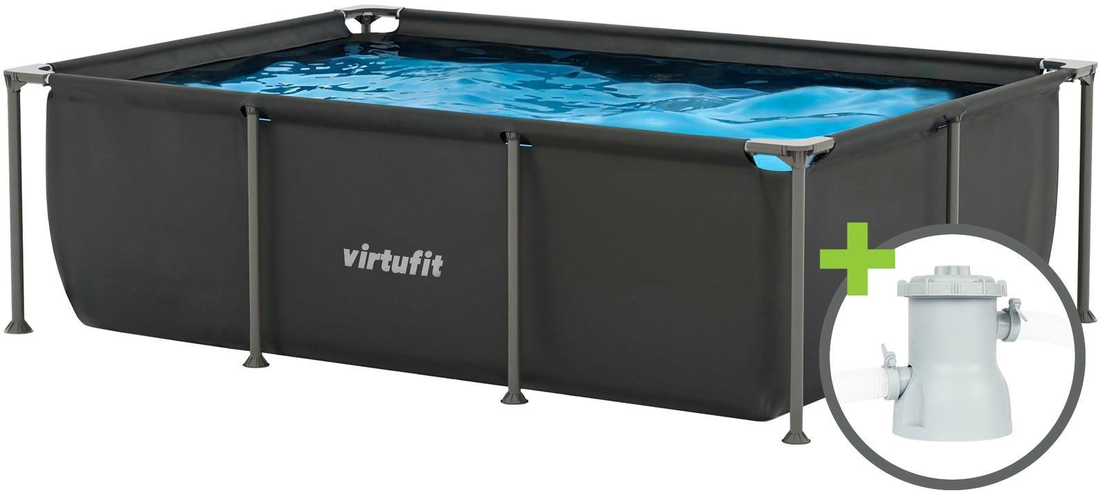 VIRTUFIT PROSTOKĄTNY BASEN 260 x 180 CM Z POMPĄ FILTRUJĄCĄ ANTRACYTOWY