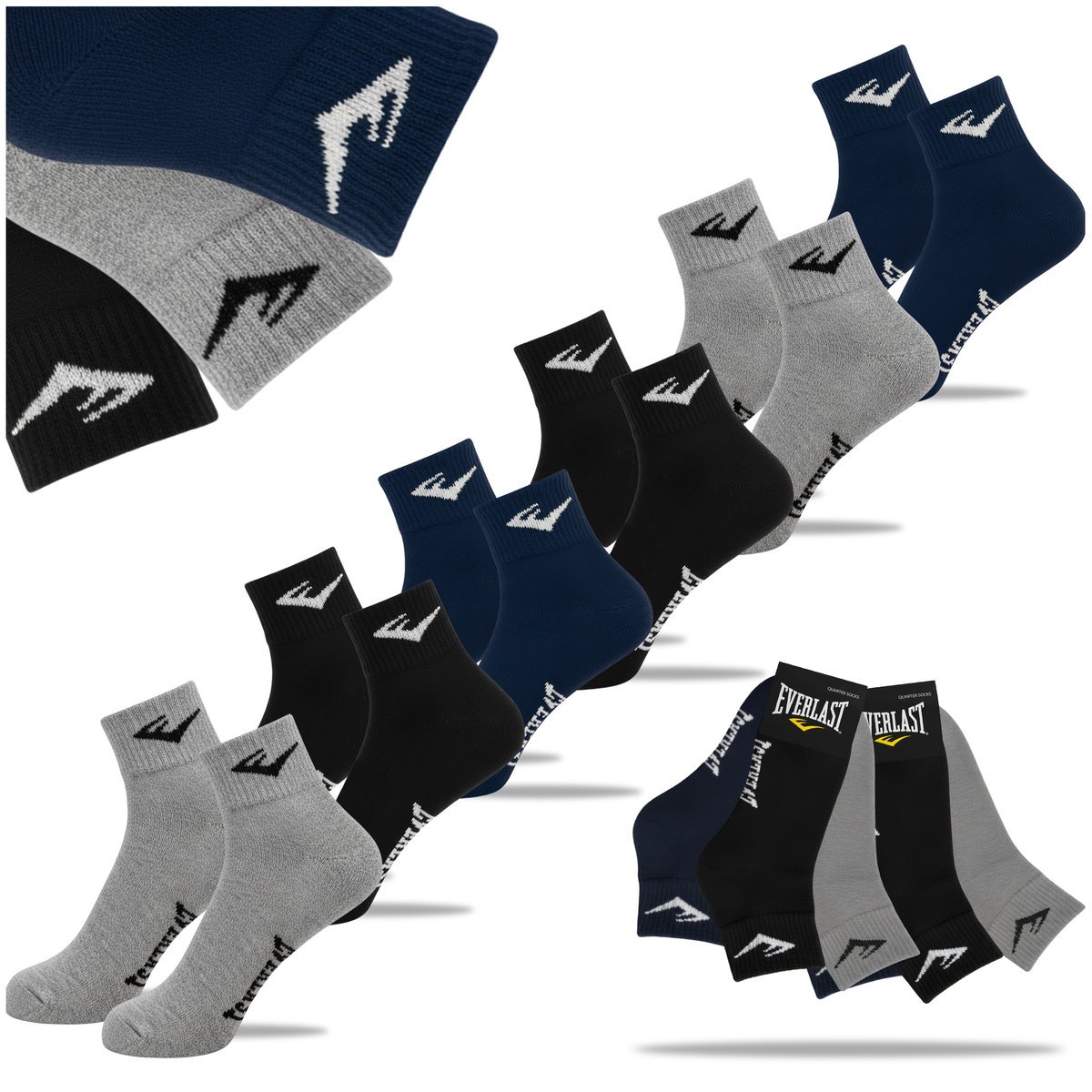 Everlast Skarpety Męskie Zakostki Bawełniane Mix Navy 6 par Rozmiar 43/46