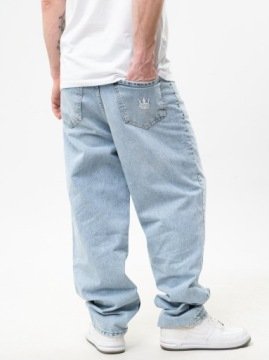 Spodnie Jeansowe Baggy Z Uszkodzeniami Męskie Niebieskie Jigga Wear L