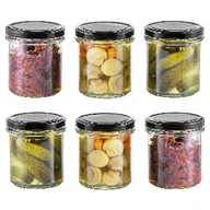 Pojemniki kuchenne - słoiczki na przetwory miód desery słoiki słój czarna zakrętka 350ml 6 sztuk - miniaturka - grafika 1