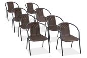 Fotele i krzesła ogrodowe - Zestaw KRZESEŁ Krzesło Ogrodowe SIMPLE Brązowy na Taras metal Komplet 8 szt - miniaturka - grafika 1