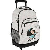 Plecaki - Grafoplás - Plecak z wbudowanym wózkiem, Mafalda Bird, podwójne koła, 29 litrów, 52 x 37 x 25 cm, model rolkowy, idealny dla dzieci i szkoły podstawowej, szary, 52 x 37 x 25 cm, szkoła, Szary - miniaturka - grafika 1