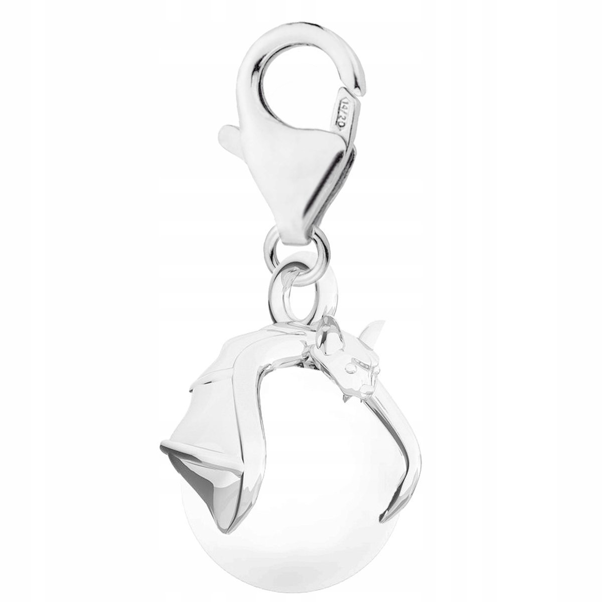 Zawieszka Srebrna Wiszący Nietoperz Biała Perła z Nietoperzem SREBRO 925