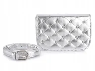 Nerki - Nerka saszetka biodrowa torebka do paska pasek pikowana eko skóra srebrna - miniaturka - grafika 1