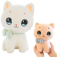 Maskotki i pluszaki - KOTEK PLUSZOWY Z KOKARDĄ MASKOTKA MIŚ 24CM PRZYTULANKA KOLORY - miniaturka - grafika 1