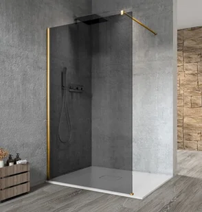 GELCO Kabina prysznicowa narożna VARIO GOLD MATT WALK IN 140x200 profil złoty mat szkło dymione z powłoką Coated Glass bez wspornika GX1314-01 - Kabiny prysznicowe - miniaturka - grafika 1