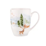Kubki - Altom Kubek świąteczny baryłka, white christmas, 300 ml, dek. jeleń - miniaturka - grafika 1