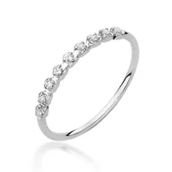 Pierścionki - Złoty pierścionek z diamentami białe złoto pr. 585 - miniaturka - grafika 1