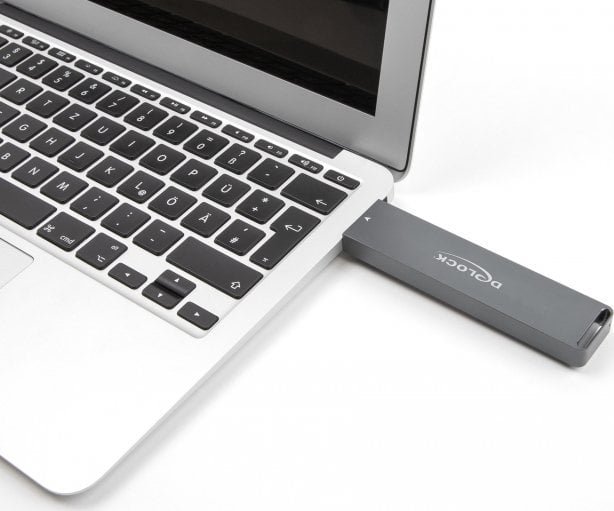 Delock DeLOCK External Enclosure M.2 NVMe PCle SSD, SATA SSD, Drive Enclosure grey, with USB Type A connector