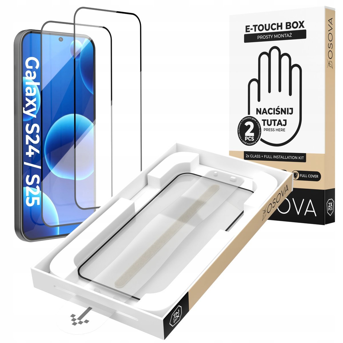 SZKŁO HARTOWANE OSOVA do Samsung S24 S25 SZYBKA Z APLIKATOREM 2 sztuki