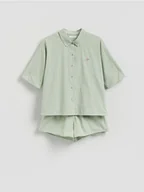 Moda i Uroda OUTLET - Reserved - Dwuczęściowa piżama z bawełny - zielony - miniaturka - grafika 1