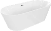 Wanny - Mexen Luna wanna wolnostojąca 180 x 80 cm, biała, przelew chrom - 52031808000-01 - miniaturka - grafika 1