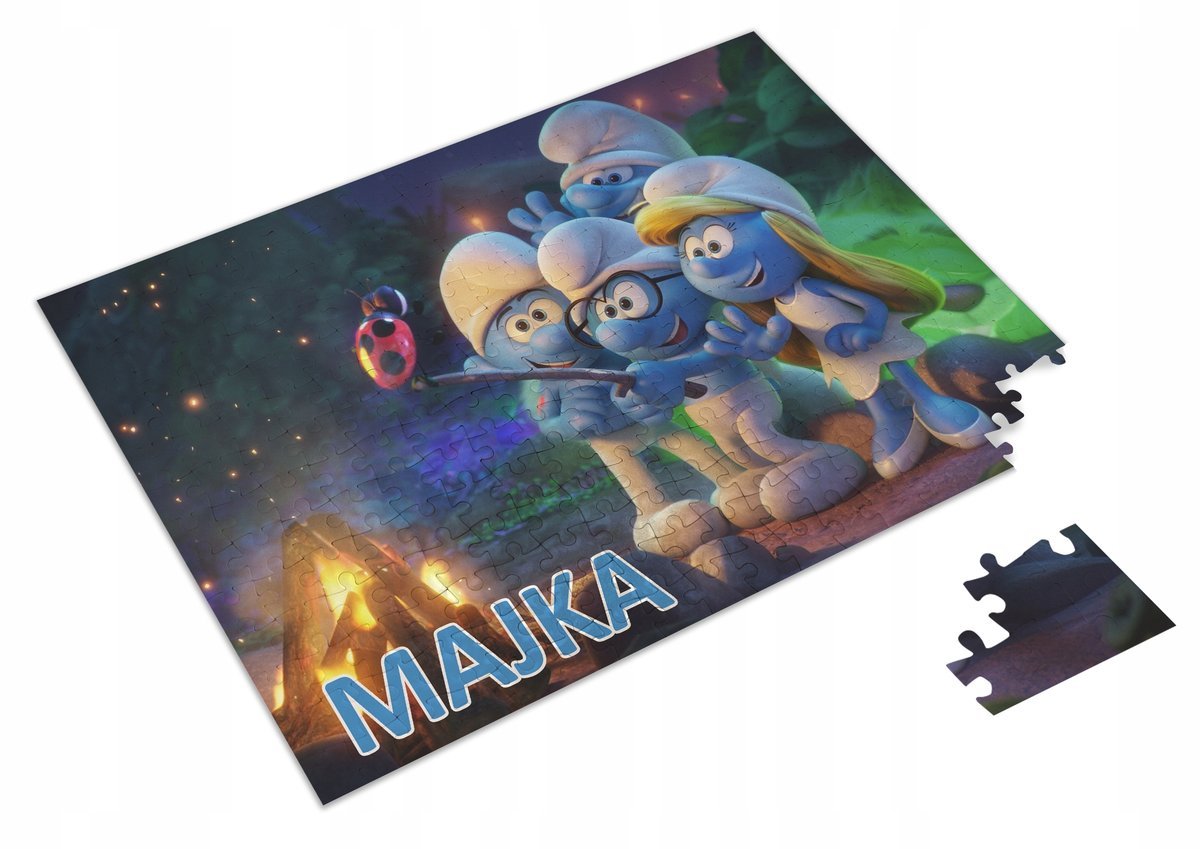 Puzzle + IMIĘ + pudełko Smerfy Smurf A4 120 el. #3