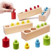 Układanki dla dzieci - Odważniki Cylindry Edukacyjne Drewniane Montessori - miniaturka - grafika 1