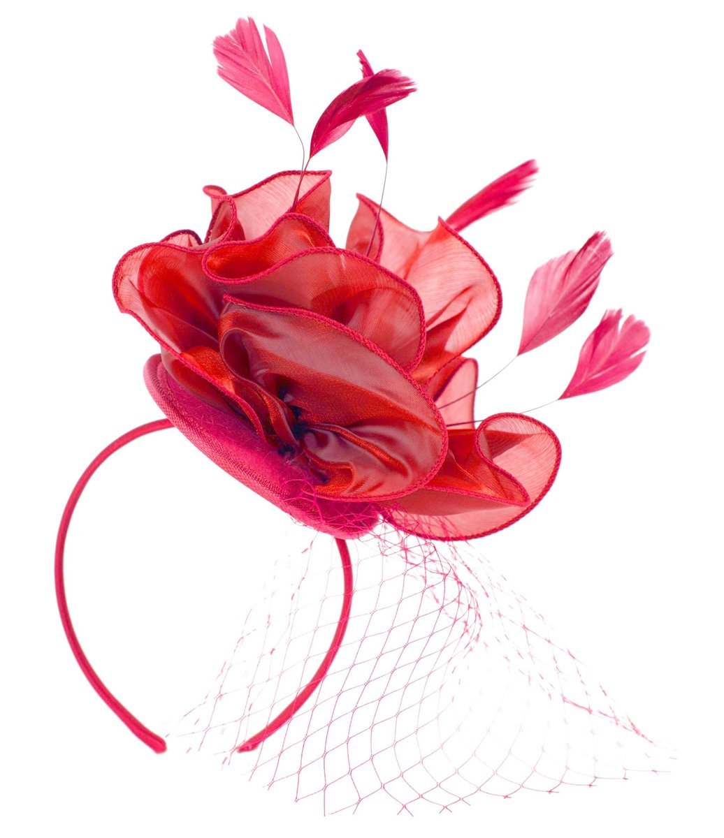 Fascynator Opaska Spinka Toczek Z Woalką Piórami Kokardą Weselny Elegancki