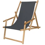 Leżaki ogrodowe - Leżak plażowy składany impregnowany z podłokietnikami grafitowy - miniaturka - grafika 1