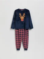 Skarpetki dla dzieci - Reserved - Świąteczna piżama z reniferem - granatowy - miniaturka - grafika 1