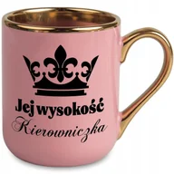Kubki - Kubek Elegant Różowy Ucho Rant złoty Prezent Prezent dla KIEROWNICZKI MiX - miniaturka - grafika 1