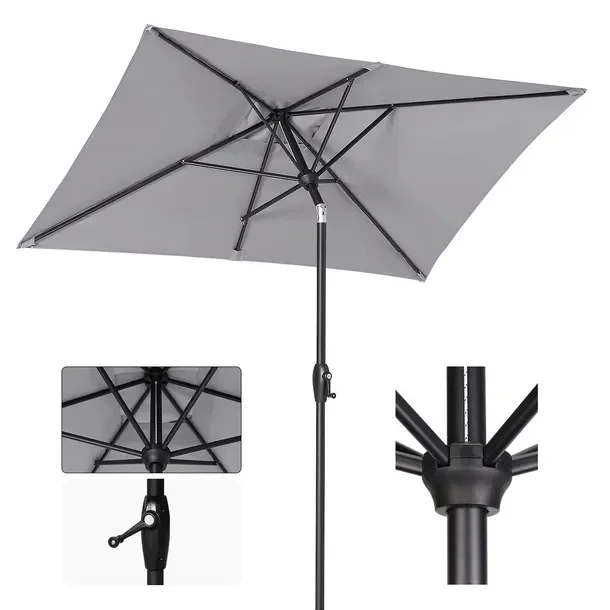 Parasol Ogrodowy Balkonowy Tarasowy Szary 140 X 210 Cm