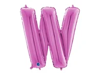 Balony i akcesoria - Balon foliowy fuksjowa litera W - 66 cm - 1 szt. - miniaturka - grafika 1