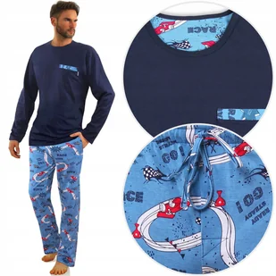 PIŻAMA MĘSKA bawełniana długi rękaw spodnie KIESZENIE Sesto Senso *3XL - Piżamy damskie - miniaturka - grafika 1
