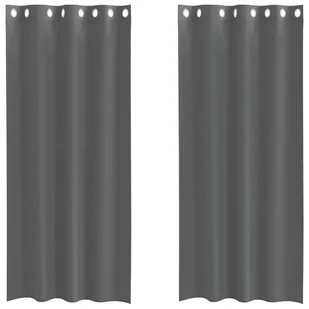 vidaXL Zasłony woalowe z przelotkami 2 szt. Ciemnoszary 140x245 cm - Zasłony - miniaturka - grafika 1