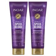 Zestawy kosmetyków damskich - Inoar INOAR Speed Blond szampon + odżywka do włosów blond 2x240ml 10698 - miniaturka - grafika 1
