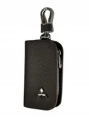 Etui na klucze - SKÓRZANE ETUI na klucze MITSUBISHI logo KLUCZYK brelok ELEGANCKI brąz - miniaturka - grafika 1